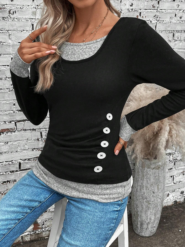 Casual Buckle Loose T-Shirt