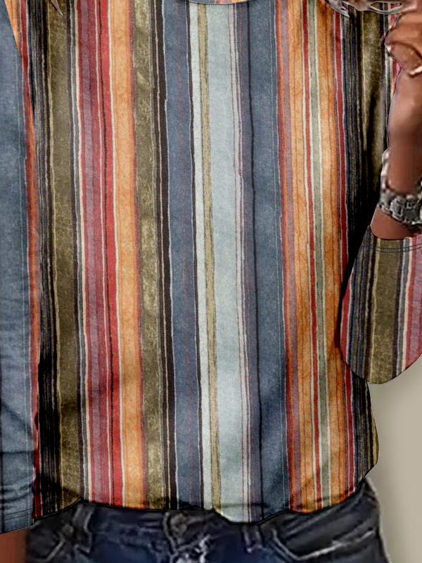 Casual Abstract Stripes Crew Neck T-Shirt